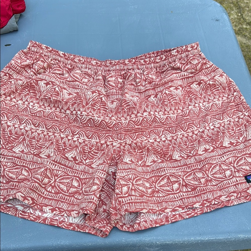 Patagonia Red and White Swim Trunks with Bohemian Pattern